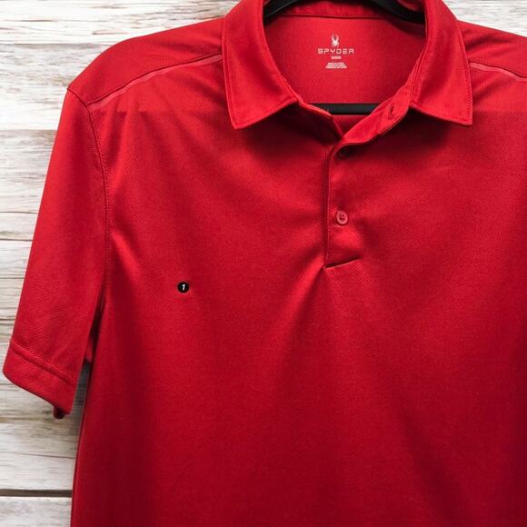 Spyder Red Freestyle Polo Men's Medium Golf Outdoor Work Shirt (Nice with Flaws) - Picture 7 of 16